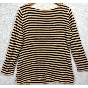 Lauren Ralph Lauren Sweater L Striped 100% Linen Boat Neck